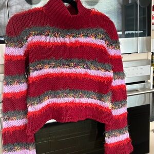 Multicolored striped crop sweater